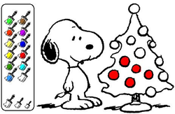 Color Snoopy with a Christmas Tree.png
